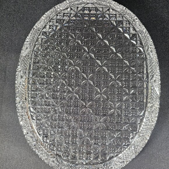 Mikasa Crystal Oval Serving Platter In "Georgian Cut" Pattern With Fan Sawtooth - Picture 3 of 10